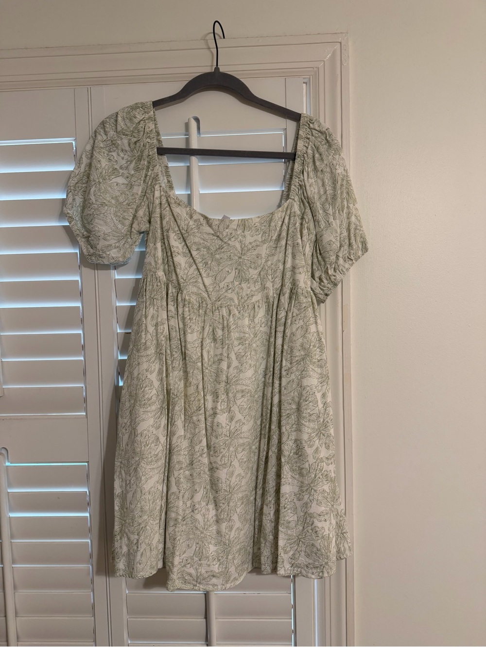 Lucy Paris Light Green Floral Square-Neck Mini Dress